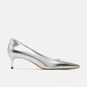 Zara Metallic Silver Heels - brand new